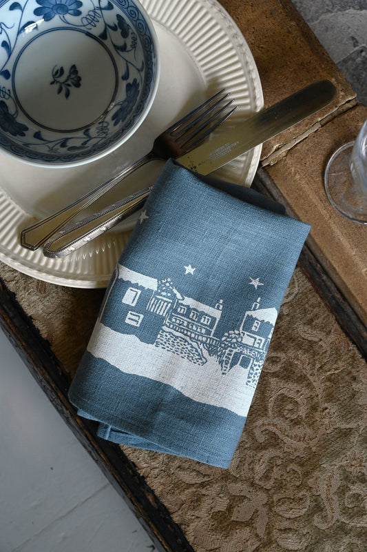 Kate Westcott Houses Linen Napkin in Dusk Blue
