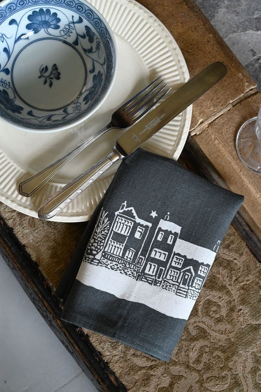 Kate Westcott Houses Linen Napkin in Smoke Grey