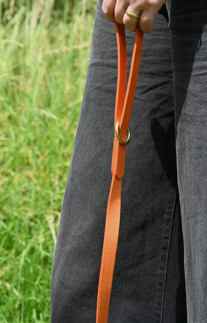 Traffic Cone Orange Lish Leather Dog Lead
