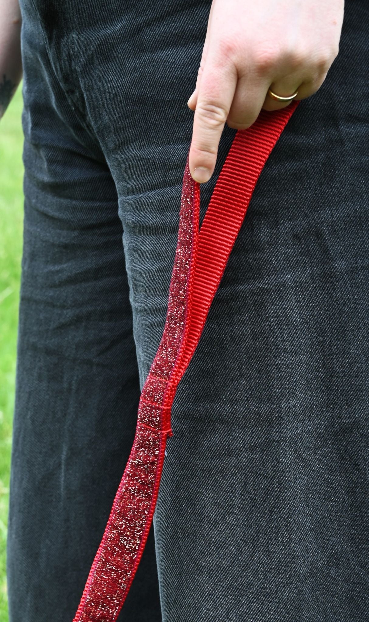 Christmas Red Glitter Velvet Dog Lead