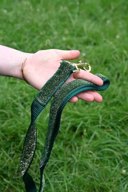 Ivy Green Glitter Velvet Dog Lead