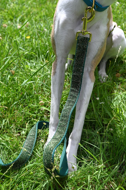 Ivy Green Glitter Velvet Dog Lead