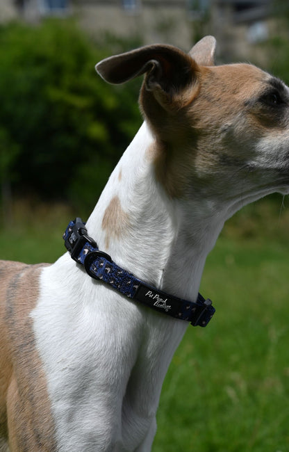 Small Navy Leopard Handmade Webbing Collar