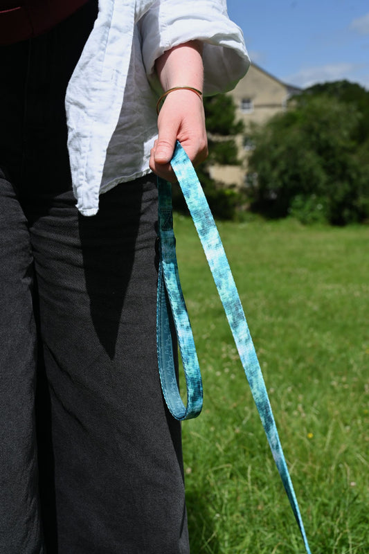 Turquoise Space Dye Handmade Webbing Lead