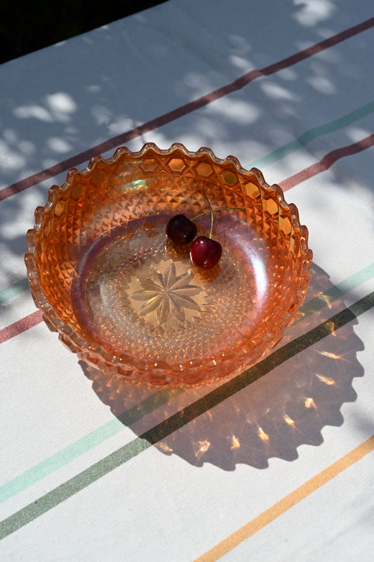 Large Vintage Carnival Glass Scalloped Bowl
