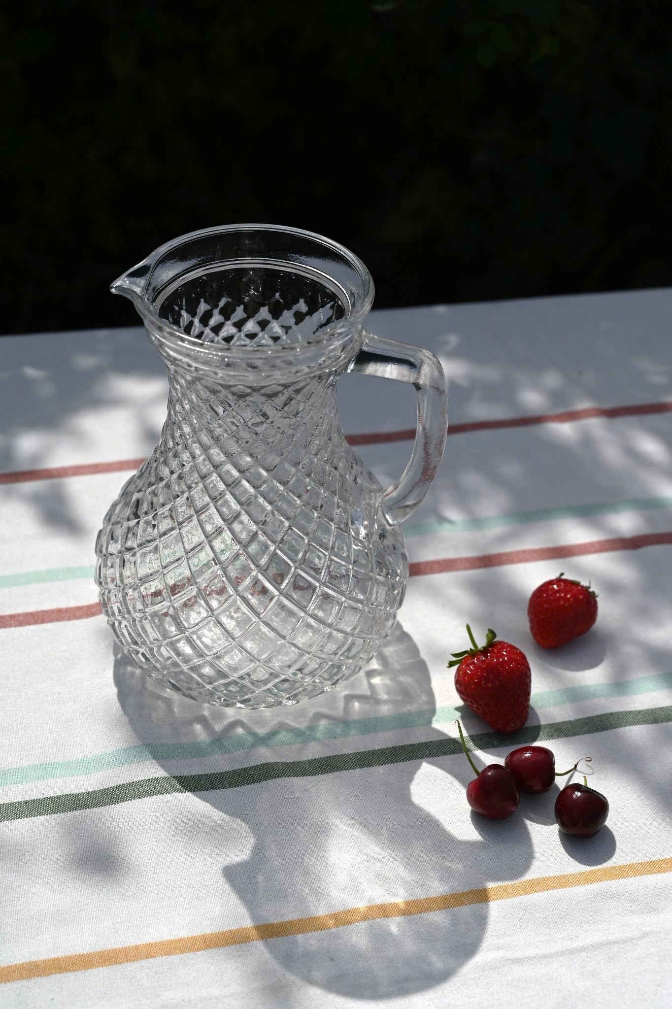 Honeycomb Pressed Glass Jug