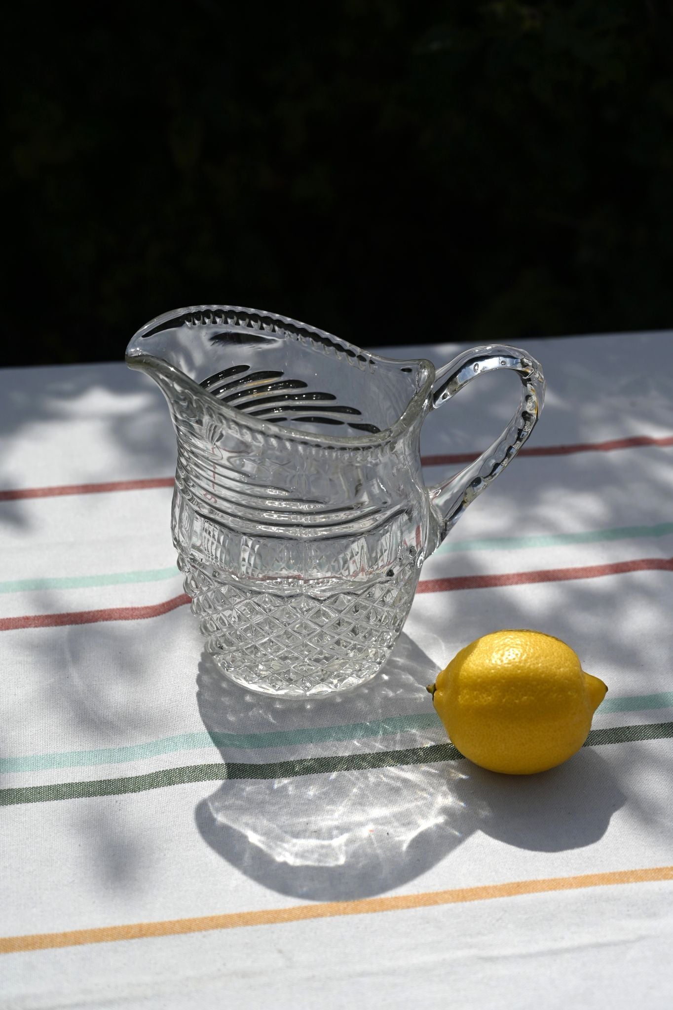 Clear Curvy Pressed Glass Jug