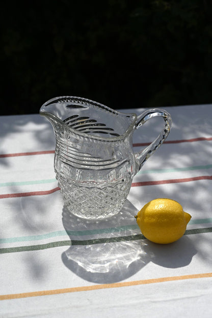 Clear Curvy Pressed Glass Jug