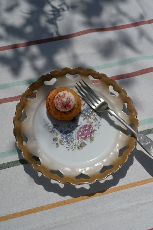 Heart Lace Edge Floral Cake Plate