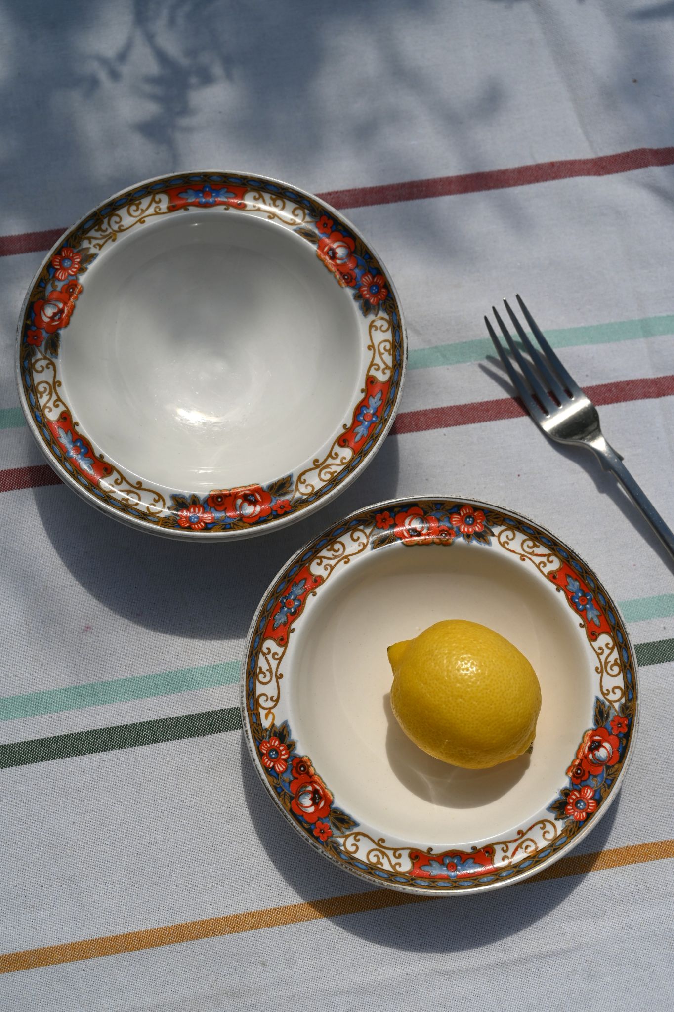 Set of Four Orange Poppy Floral Plates