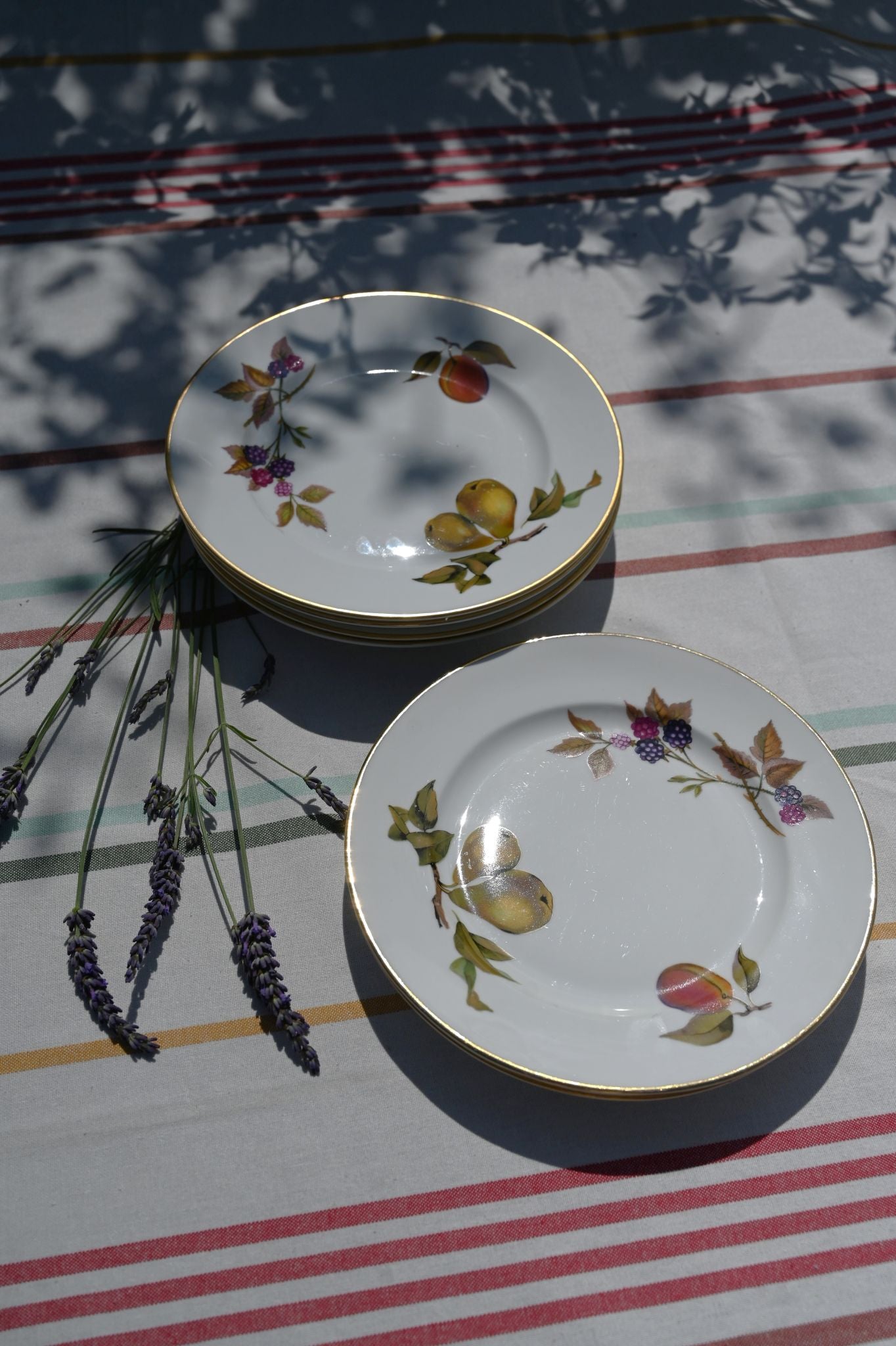 Set mit sechs Herbstfrüchte-Tellern 