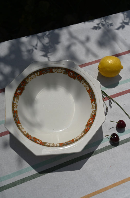 Orange Poppy Floral Serving Dish