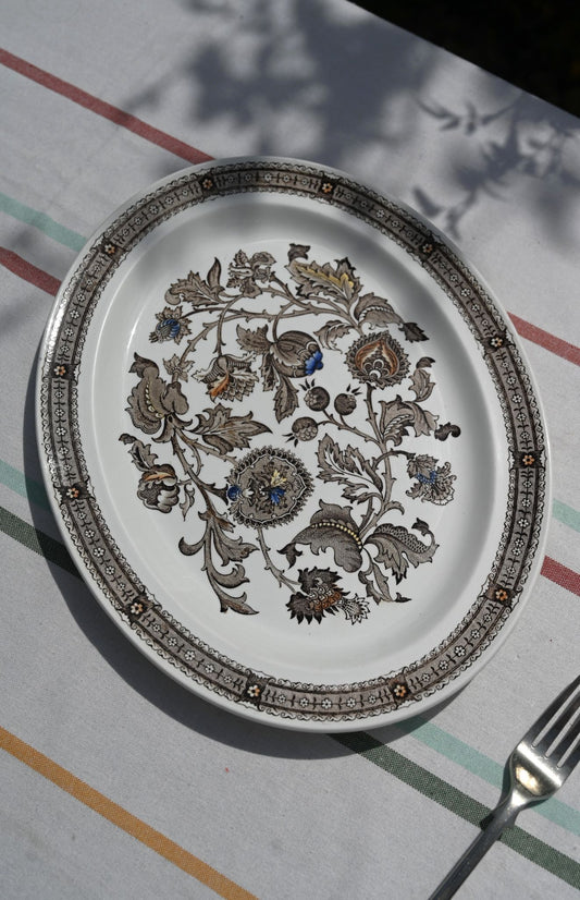 Vintage Staffordshire Jacobean Floral Platter