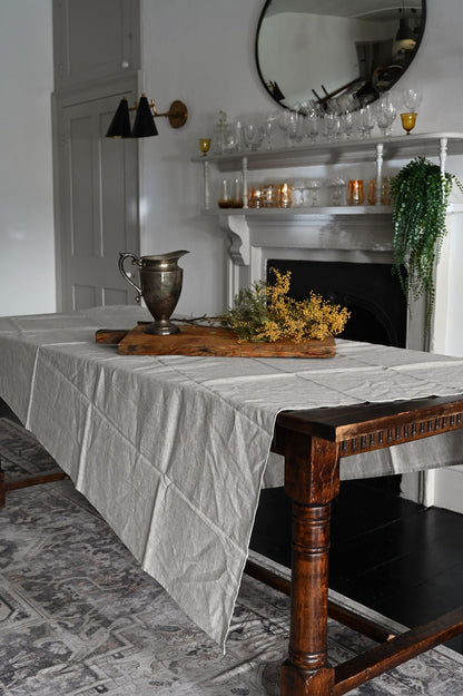 Neutral Metallic Table Linen Collection in Washed Linen & Cotton Blend