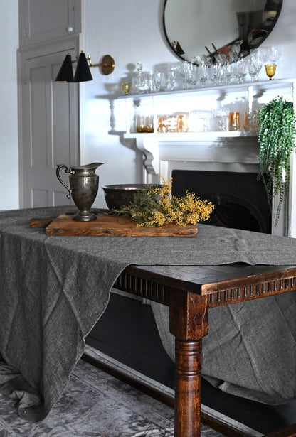 Washed Black Metallic Thread Table Linen Collection