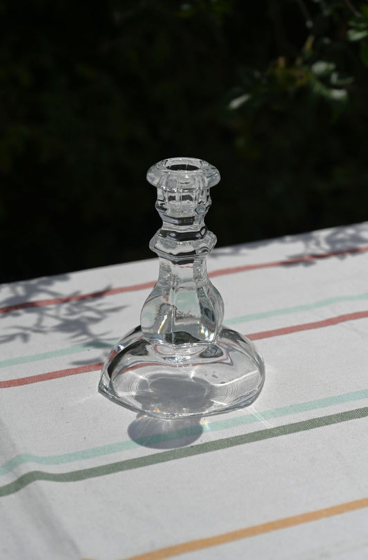 Clear Angular Glass Candlestick