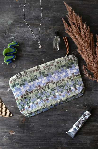 Large Green and Blue Miniature Tile Pouch