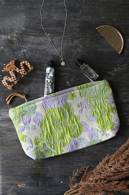 Large Green and Purple Peony Pouch