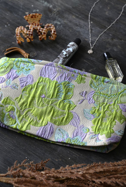 Large Green and Purple Peony Pouch