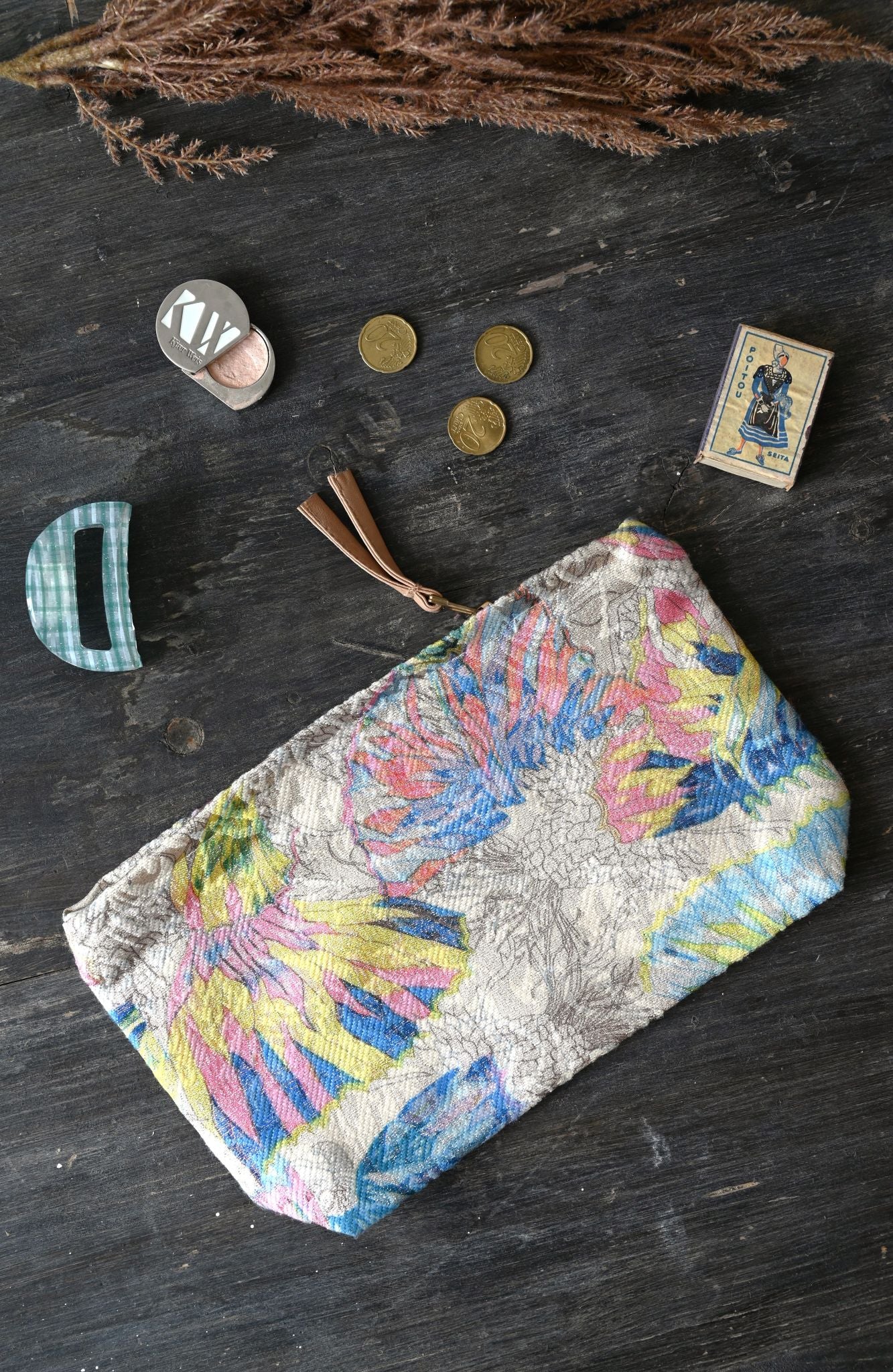 Large Multicoloured Floral Pouch
