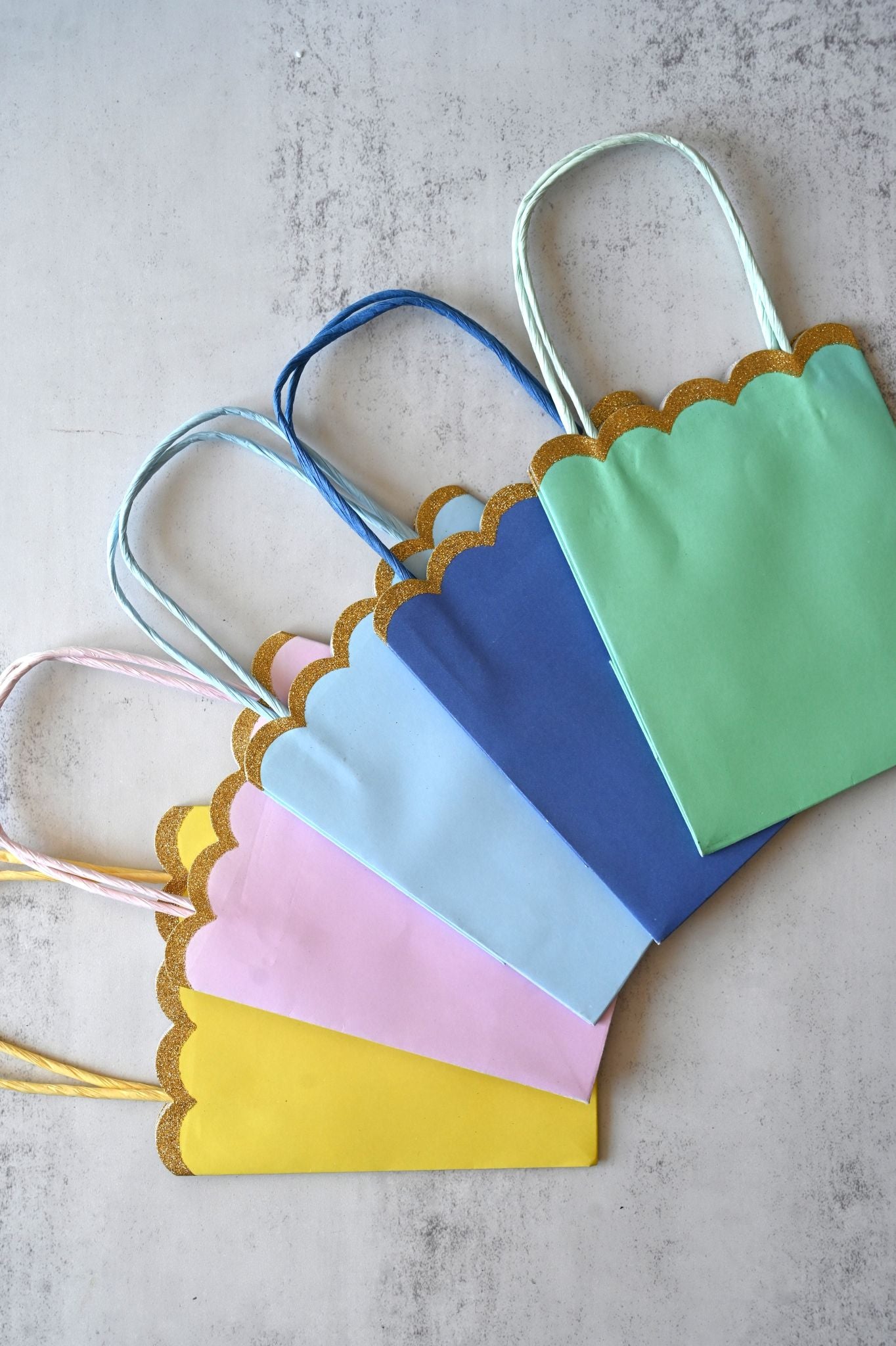 Colourful Scallop Glitter Edge Party Bags
