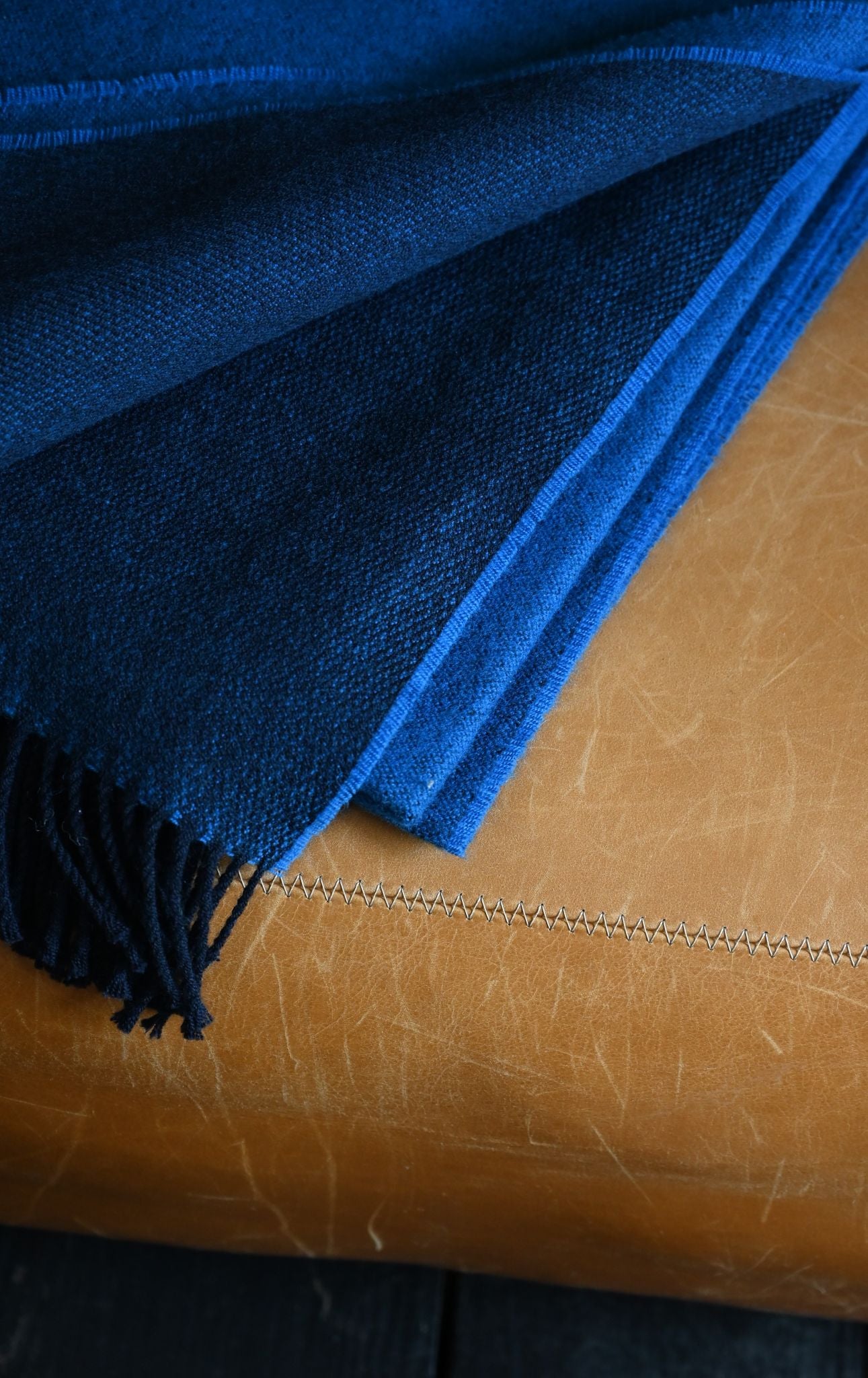 Cobalt Blue Pure Merino and Lambswool Throw