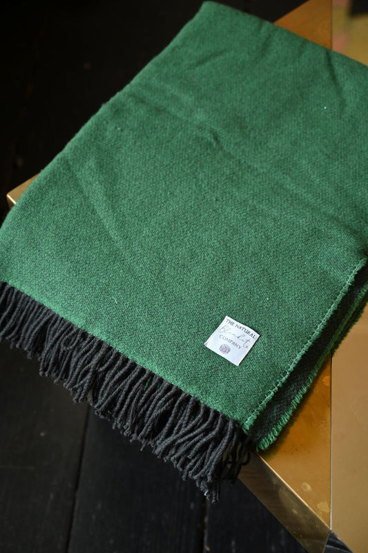 Forest Green Pure Merino and Lambswool Throw