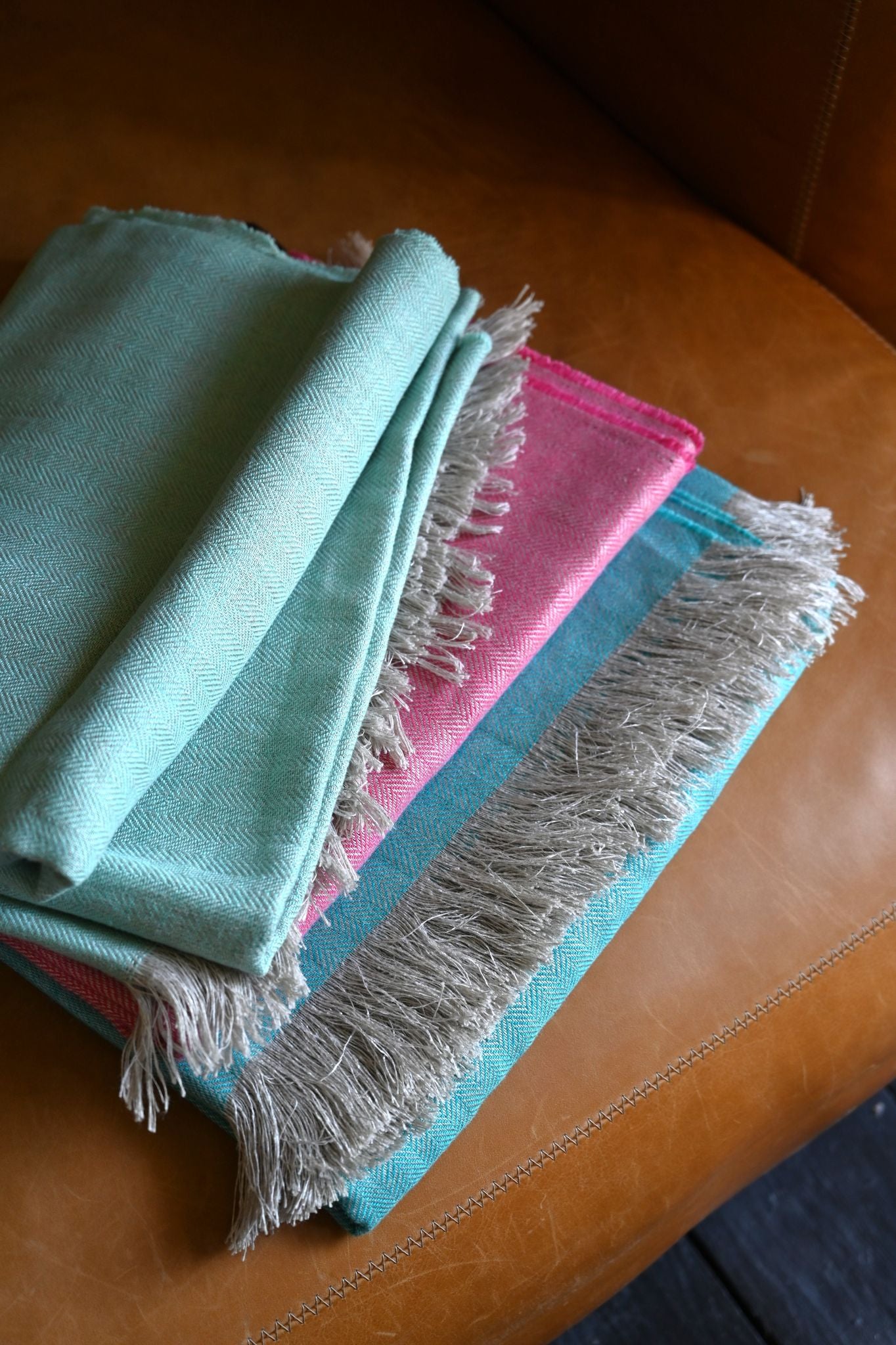 Mint Pure Irish Linen Blanket