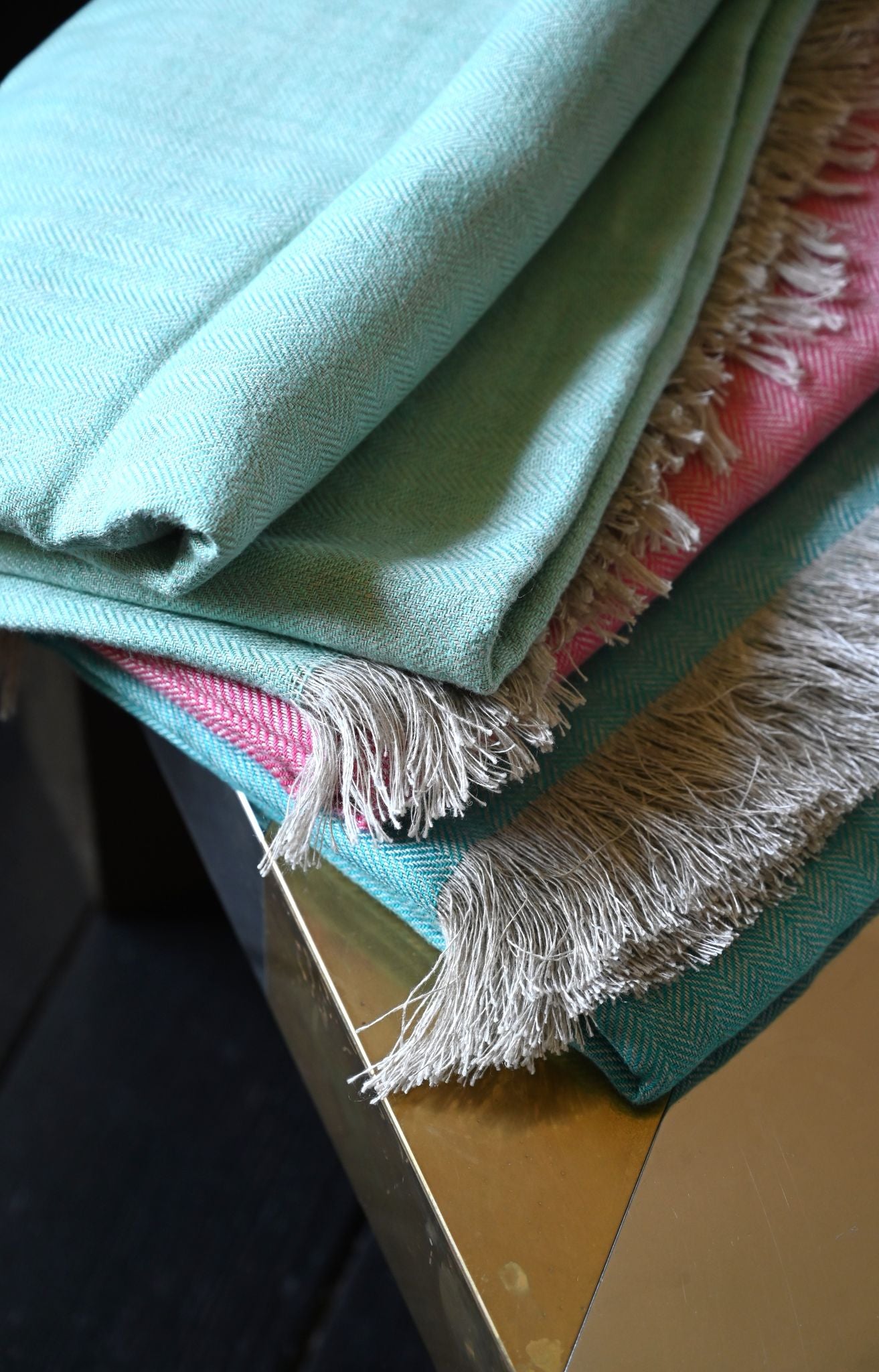Mint Pure Irish Linen Blanket