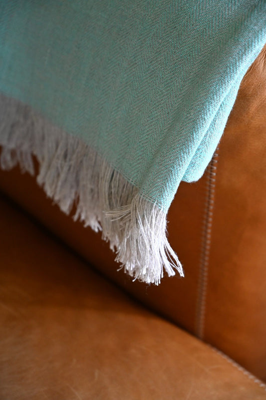 Mint Pure Irish Linen Blanket