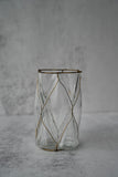 Gold Net Clear Glass Tea Light Holder