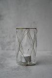 Gold Net Clear Glass Tea Light Holder