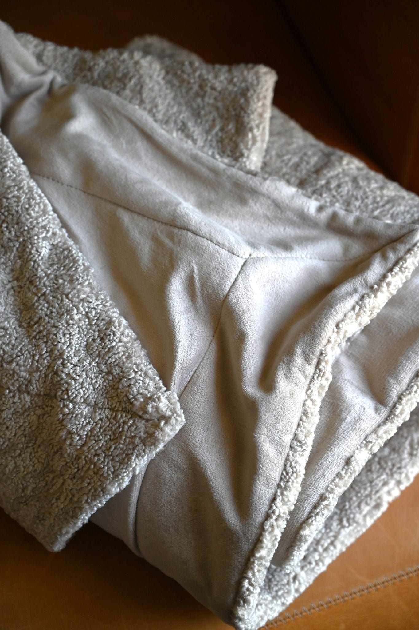 Taupe Fluffy Bouclé Teddy Throw