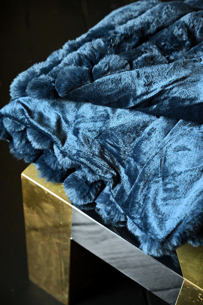 Navy Fluffy Ribbed Throw