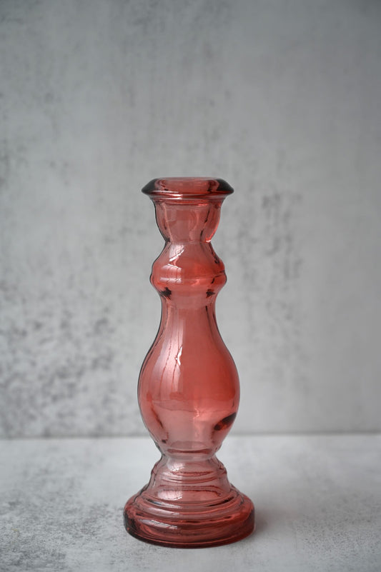 Small Pink Recycled Glass Candle Holder