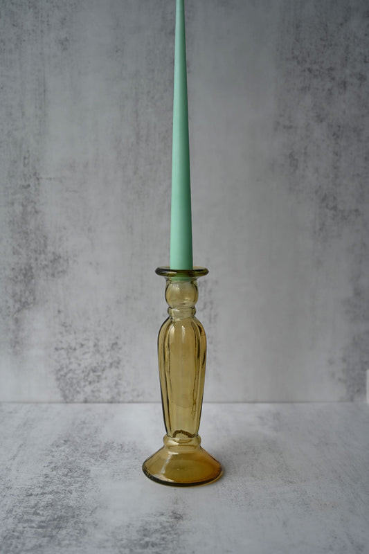 Large Yellow Recycled Glass Candle Holder