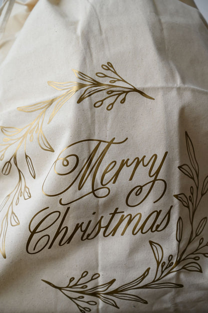 Matte Gold Merry Christmas Sack