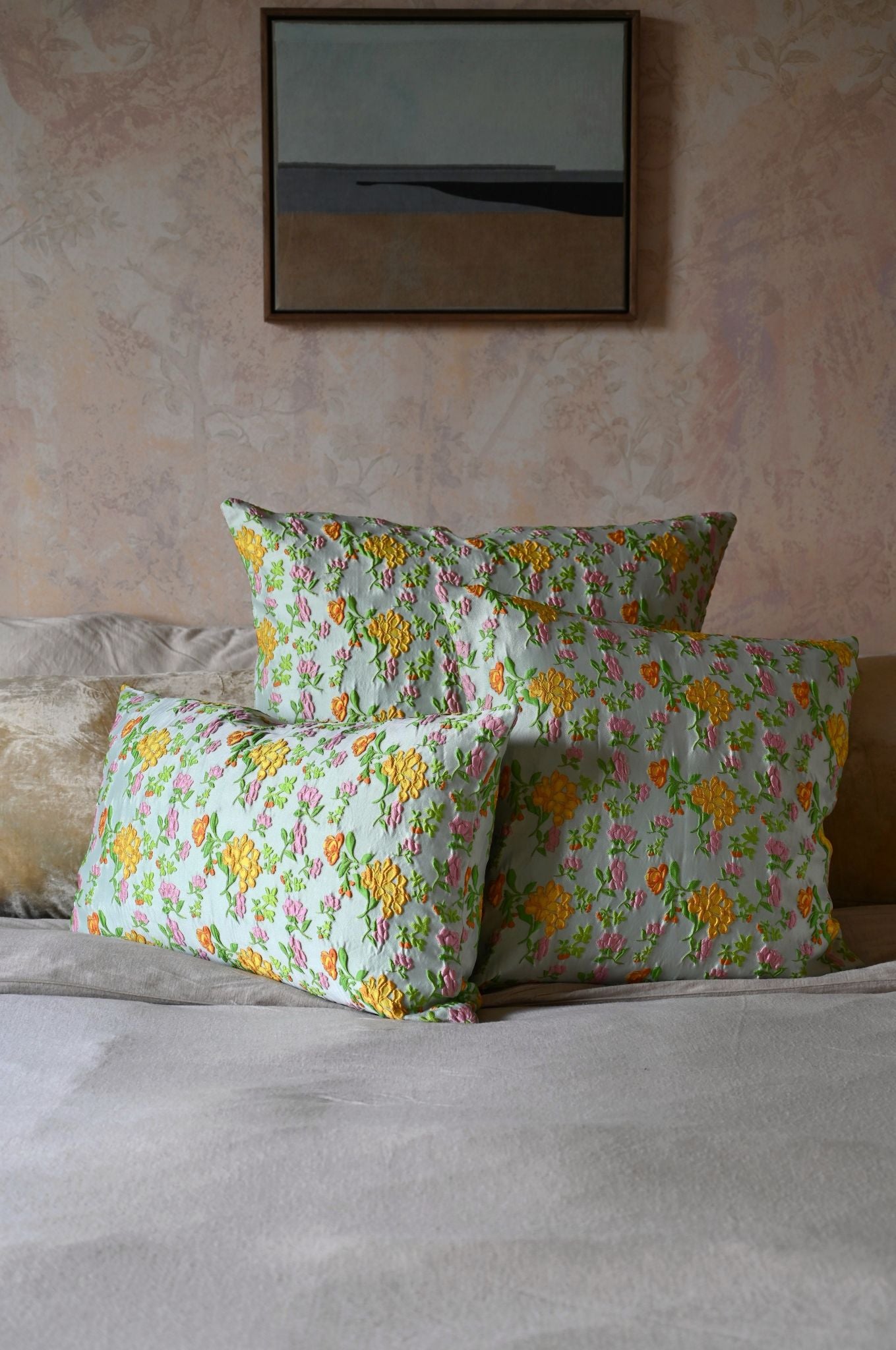 Orange and Yellow Penelope Floral Cushion Collection