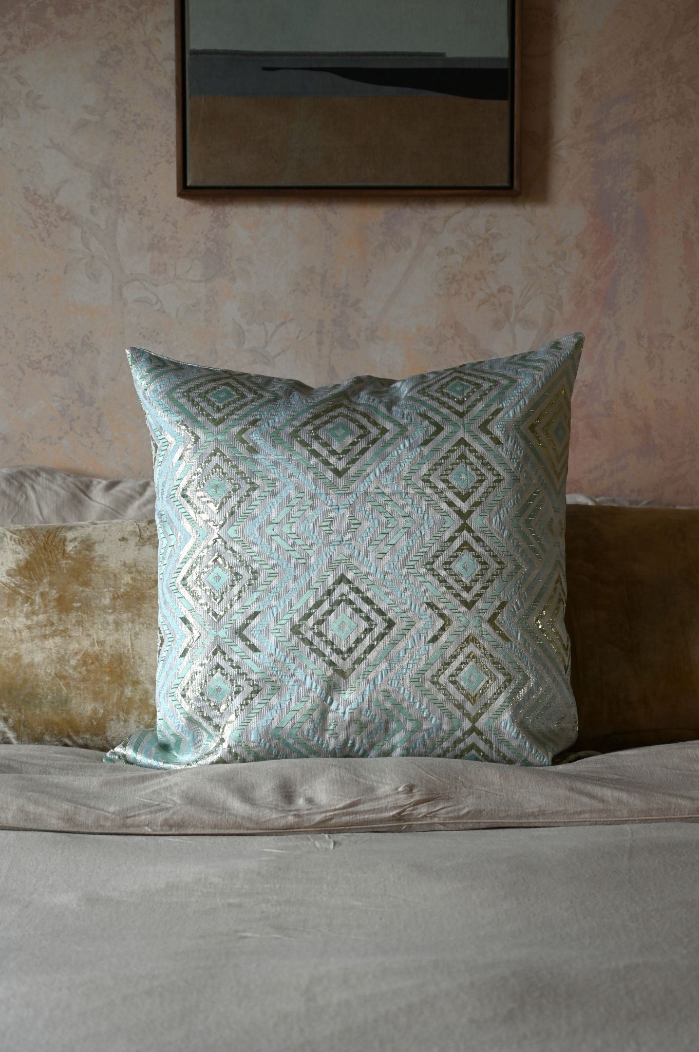 Teal Diamond Cushion Collection