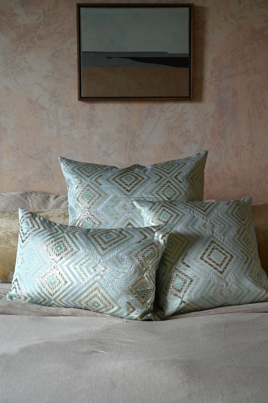 Teal Diamond Cushion Collection