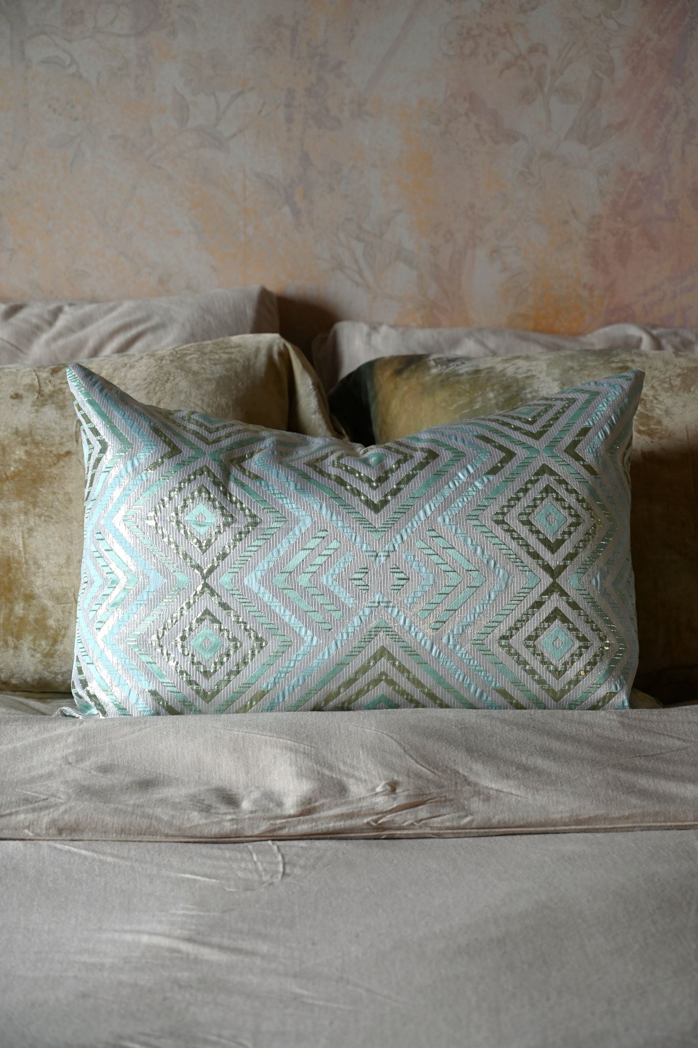Teal Diamond Cushion Collection