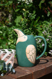 Forest Green Bird Stoneware Pitcher