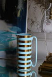 24K Gold and Blue Striped Ceramic Jug