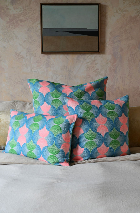 Electric Pink and Blue Soundwave Cushion Collection