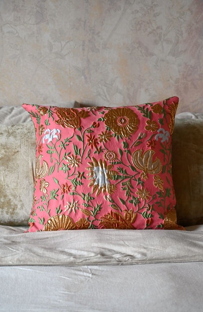 Coral and Peach Champagne Floral Cushion Collection