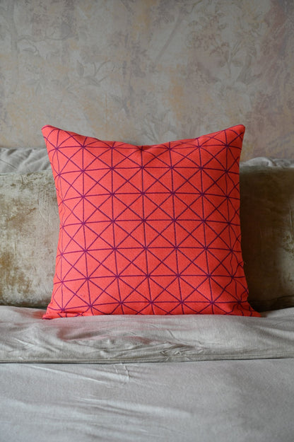 Electric Pink Geometric Triangle Cushion Collection