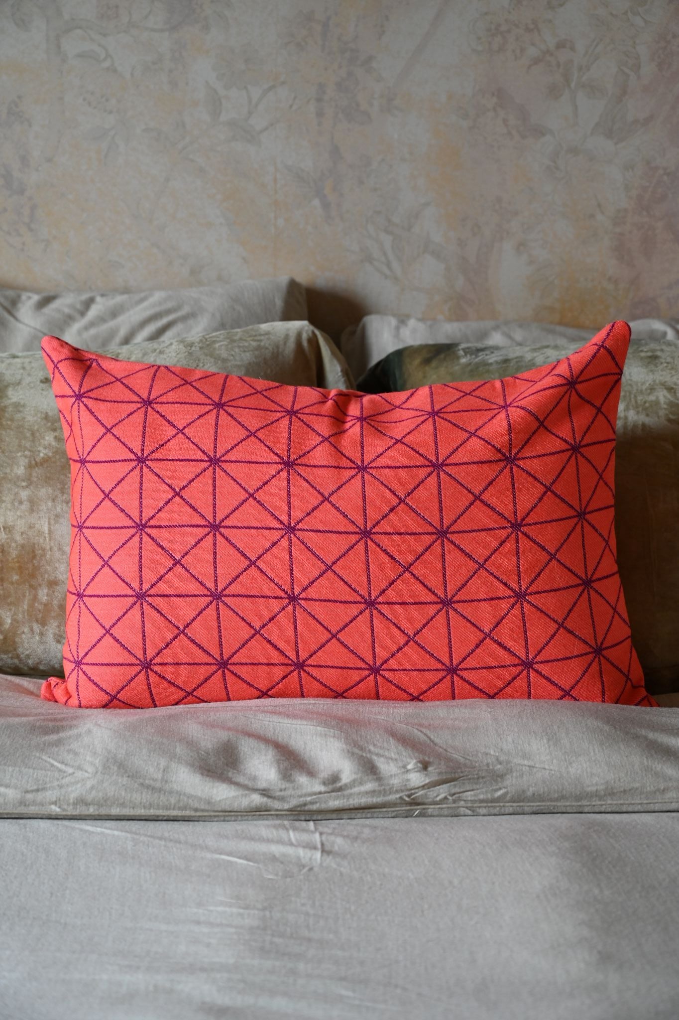 Electric Pink Geometric Triangle Cushion Collection