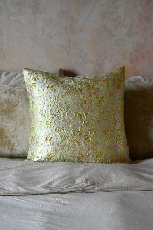 Pale Green Splatter Floral Square Cushion
