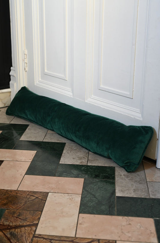 Handmade Winter Green Velvet Draught Excluder