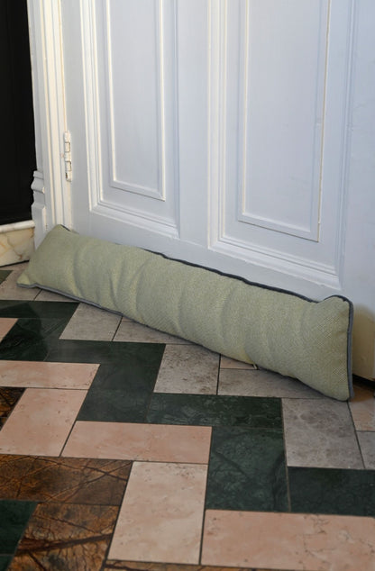 Handmade Sage Green Herringbone Draught Excluder